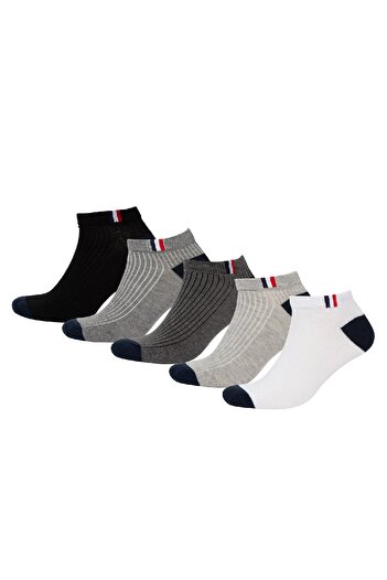 DeFacto Men's 5-Piece Cotton Booties Socks C3451axns