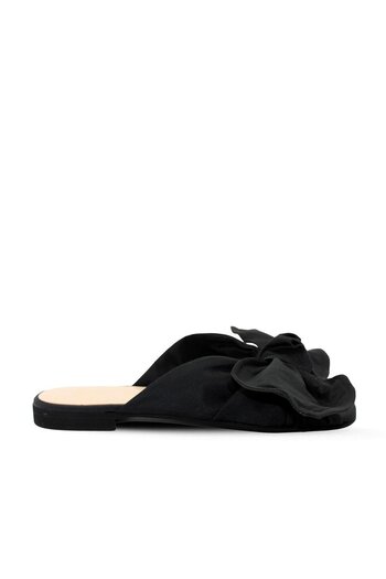 Vario Black Big Bow Flat Slippers N21 7107 Black (Black)