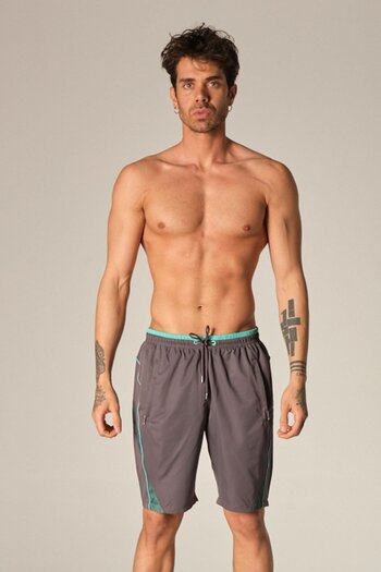 LUGMO Men's Swim Shorts - Zipper Pocket Polyester Water Repellent Irritation What Lining Anthracite K-151