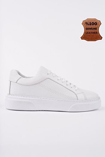 MUGGO Rider Lace-Up Genuine Leather Thick Sole Men's Casual Sneaker Sports Shoes