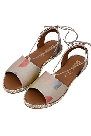 Dogo Women's Vegan Leather Multicolor Lace-Up Sandals - Geometric Shapes Design