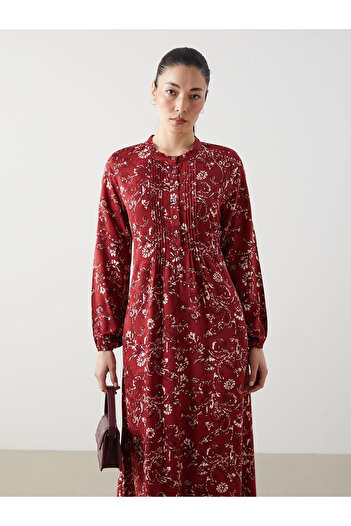 LC Waikiki Classic Crew Neck Patterned A-Line Women's Dress