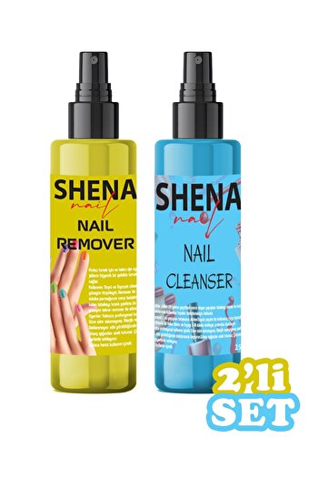 Shena Kalıcı Oje Protez Tırnak Cleanser 250 ml Remover 250 ml 2li Set - Yapışkanlık Temizleme & Çıkarıcı