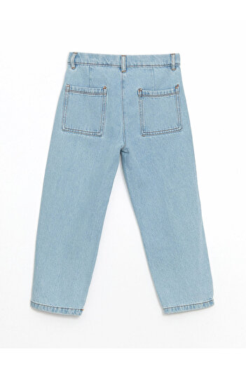 LC Waikiki Lcw Kids Mavi Beli Ayarlanabilir Çiçekli Kız Çocuk Jean Pantolon