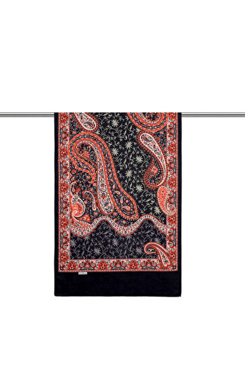 Bursa İpek Black Paisley Pattern Soft Shawl