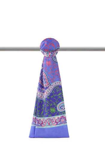 Bursa İpek Blue Paisley Pattern Soft Shawl