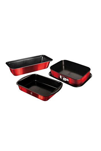 Berlinger Set of 3 titanium-coated baking tins Burgundy Metallic Line