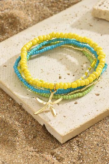 New Obsessions Colorful Beads Elastic Anklet Set