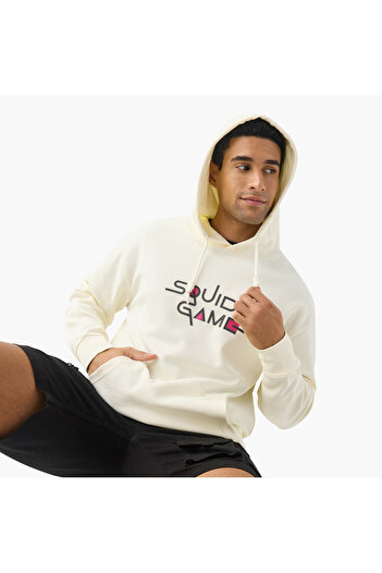 SP Characters Squid Game Print Hooded Sweatshirt with Long Sleeves