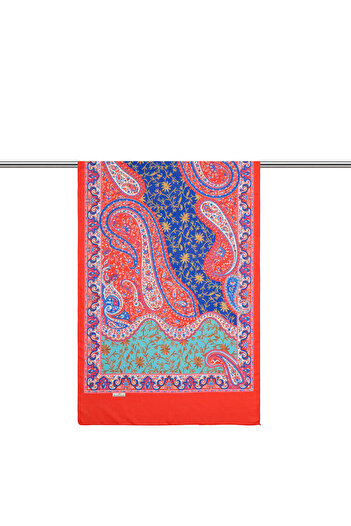 Bursa İpek Coral Paisley Pattern Soft Shawl
