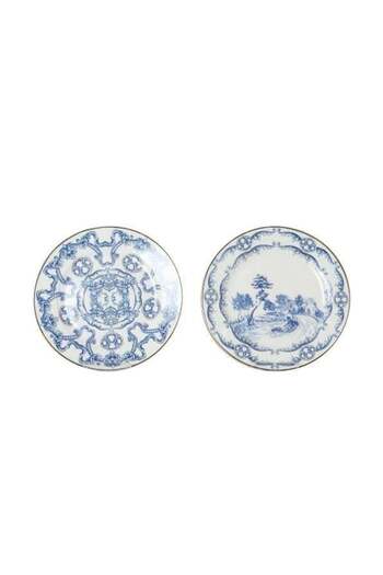 Lucky Art Florance Bone China Porcelain Blue and White Baroque Patterned 4-Piece Cake Plate 20 cm Lyhd 600