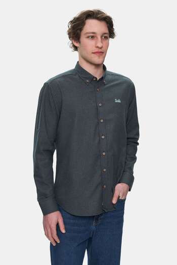 UCLA Seymour Black Embroidered Plaid Lumberjack Standard Fit Men's Shirt