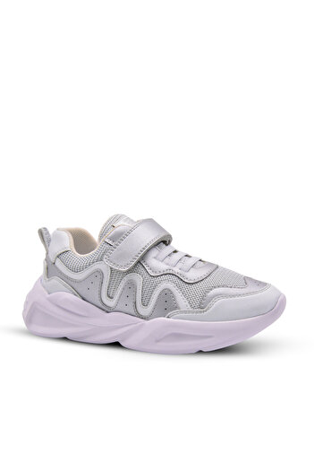 kids A more London Air Mesh Detailed Ultra Light Sole Girls' Sports Shoes Silver