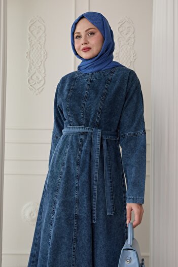 InStyle Ανοιχτό μπλε τζιν φόρεμα με λεπτομέρεια από ραφές