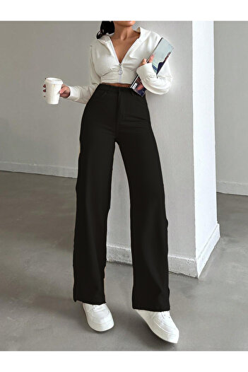 SHEVEGA Black High Waist Loose Loose Fitting Wide Leg Jeans Pants Jeans