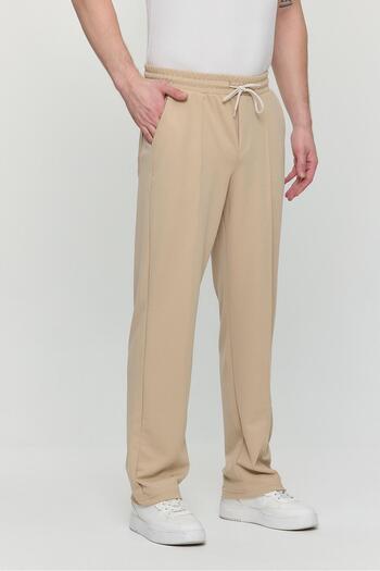 Polo State Men's Palazzo Baggy Casual Pants Ecru