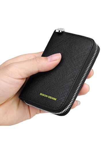 BISON DENIM Premium Series Real Leather-short Men's Wallet Card Holder