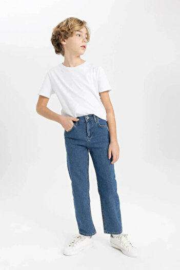 DeFacto Erkek Çocuk Loose Fit Standart Paça Basic Düz Jean Pantolon B5557A824SM