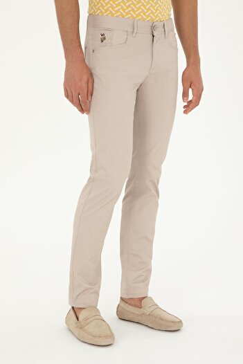 U.S. Polo Assn. U.S. Polo Assn. Men's Woven Fabric Self-Pattern Slim Fit Stone Linen Pants