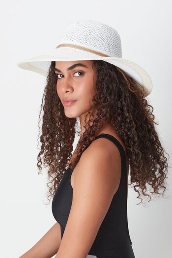 C&City Mercerized White Beach Hat - T24740-09