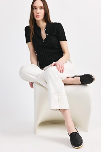 Yaya by Hotiç Woman's black comfort flat shoes