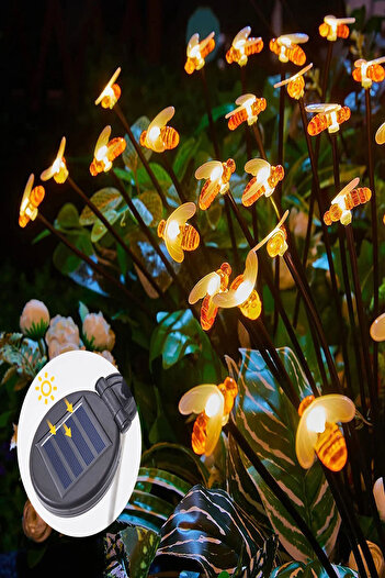 Dream Plus 2 Adet 6Lı Bal Arısı Solar Güneş Enerjili Bahçe ve Saksı Dekoratif Aydınlatma 7 Moodlu