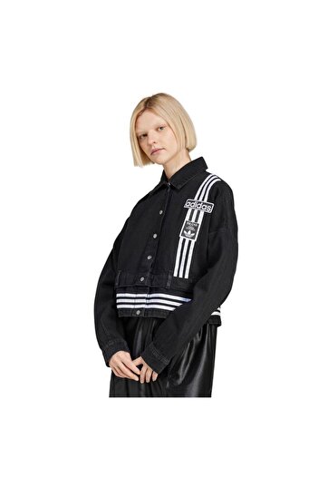 adidas Women's Black Jacket Denim Track Top Jj3095