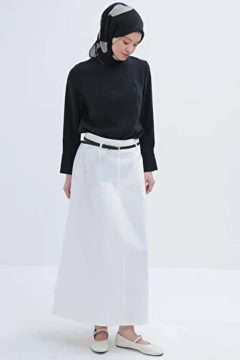 ALLDAY White-Waisted Lycra Bell Skirt