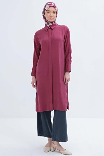 ALLDAY Cherry-Stone Buttoned Long Modal Shirt