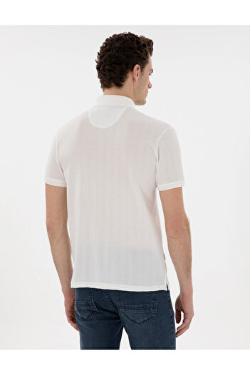 Pierre Cardin Pi̇erre Cardi̇n Men's Woven Polo Collar White Knitwear T-Shirt