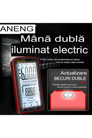 ANENG Digital Multimeter 620A True RMS, Display, Frequency Test, NCV, 4.77 inch Screen, Temp Sensors