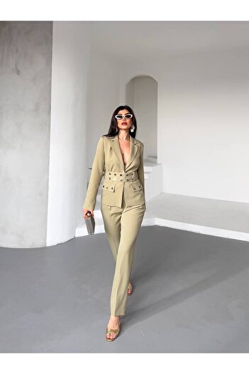ZF BUTİK Women's Cekey Trousers Snap Detail Suit