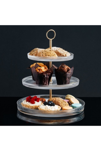 Ambition Tiered cake stand, 3 levels, gold, Curly