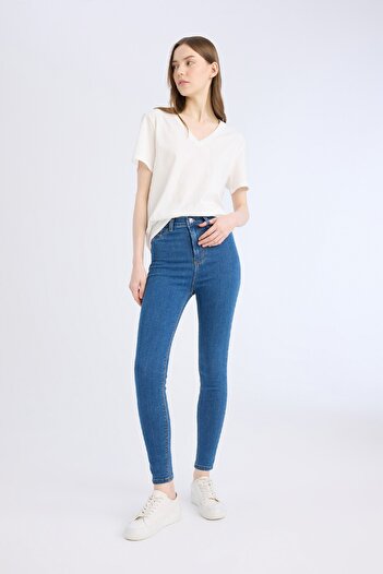 DeFacto Jegging Yüksek Bel Bilek Boy Dar Paça Basic Düz Jean Pantolon B7498ax24au