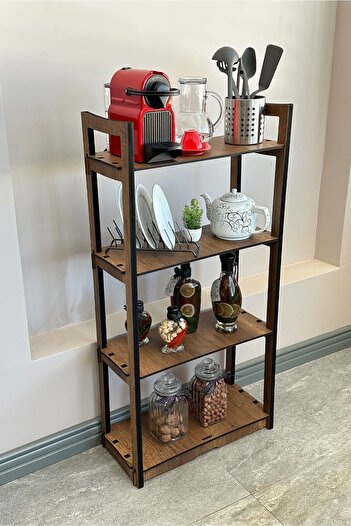 Vigo Wood Ahşap 4 Kademeli Açık Kitaplık Kütüphane Çok Amaçlı Raf Dosya Ofis Salon Rafı