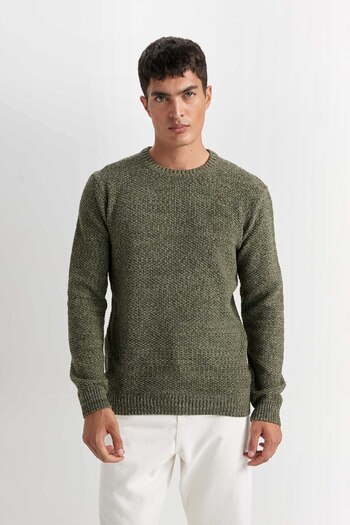 DeFacto Standart Fit Normal Kesim Bisiklet Yaka Dokulu Basic Düz Triko Kazak R1175az24wn