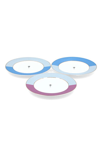 Bien Servi 3-Piece Round Shaped Calligraphic Dessert Plate Set