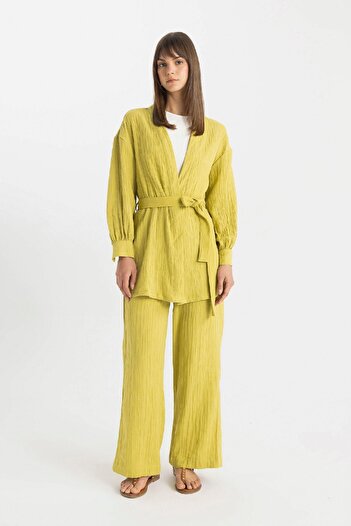 DeFacto Wide Leg Muslin Trousers - Pockets, Basic Model C6492Ax24Sm