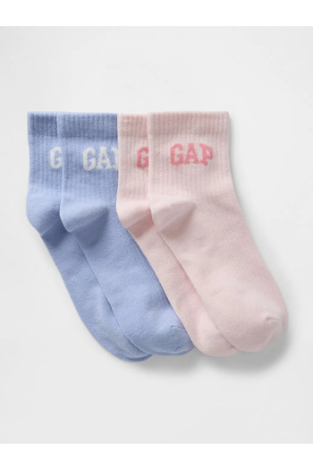 GAP Pink Girl's Logo Quarter Crew Set of 2 Socks
