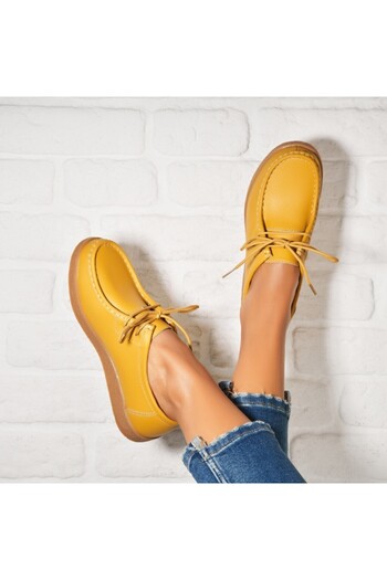 Joana Women's Moccasins Natural Leather Yellow Harla