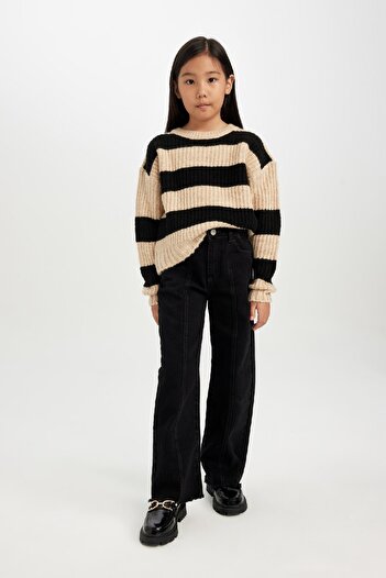 DeFacto Girl's Striped Crew Neck Knitwear Sweater A6009A824Wn