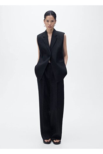 MANGO Woman Straight cut linen trousers