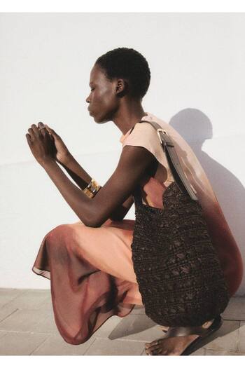 MANGO Woman Natural fiber shoulder bag
