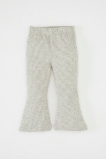DeFacto Baby Girl Flared Leg Ribbed Camisole Elastic Waist Gray Basic Plain Leggings Z4739A224Au