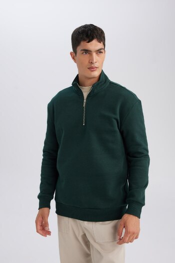DeFacto Άνετο φούτερ με φερμουάρ γιακά Comfort Regular Fit X7405az24au