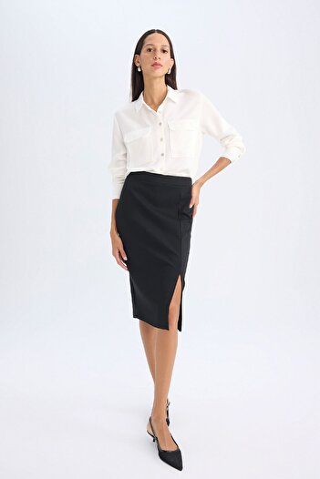 DeFacto Normal Waist Slit Midi Pencil Skirt 3151604
