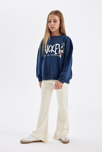 DeFacto Kız Çocuk Flare Fit İspanyol Paça Basic Düz Triko Pantolon A6029A824WN