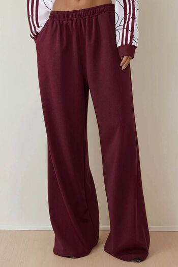 Hiccup Elastic Waist and Wide Leg Knitted Trousers