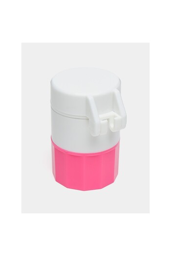 Flippy Flippy Multifunctional Pill Box, 4 in 1, Water Cup, ABS/Stainless Steel Blade White/Pink, 8.7x6.2x4.1 cm