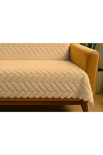 Sivalde Plush Cotton Honey Seat Cover Sponge Base Non-Slip Sofa Bed/Sofa Cover |   160X210 Cm, 1 Piece